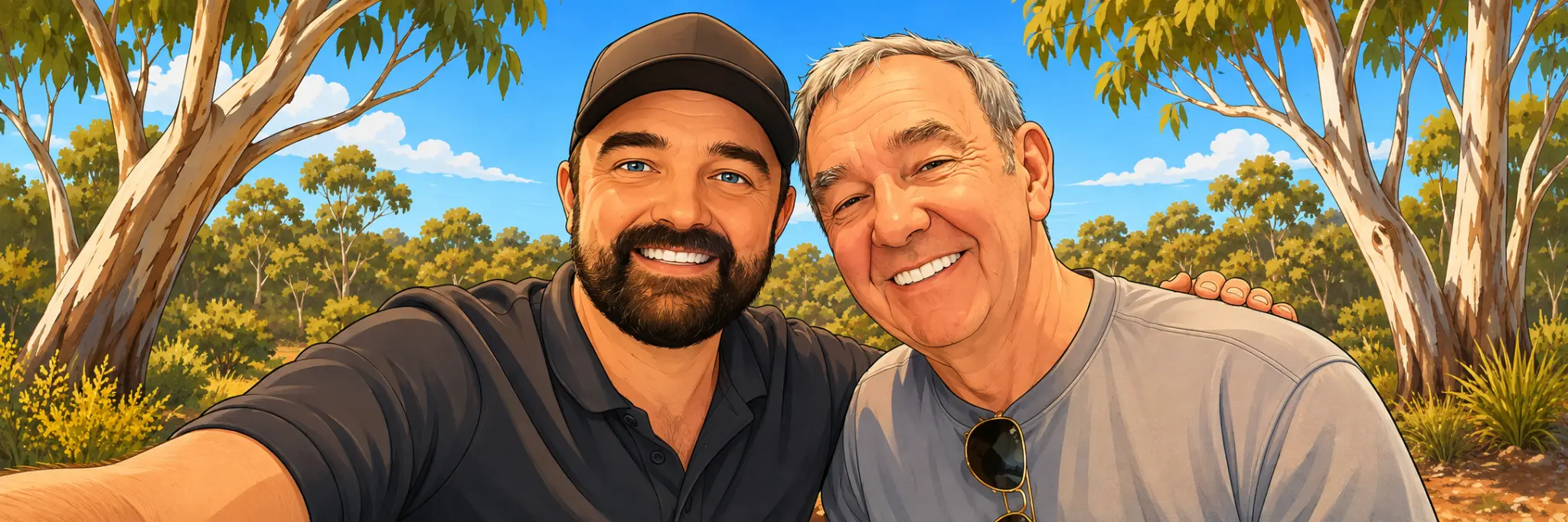 Two friends in the Australian bush
